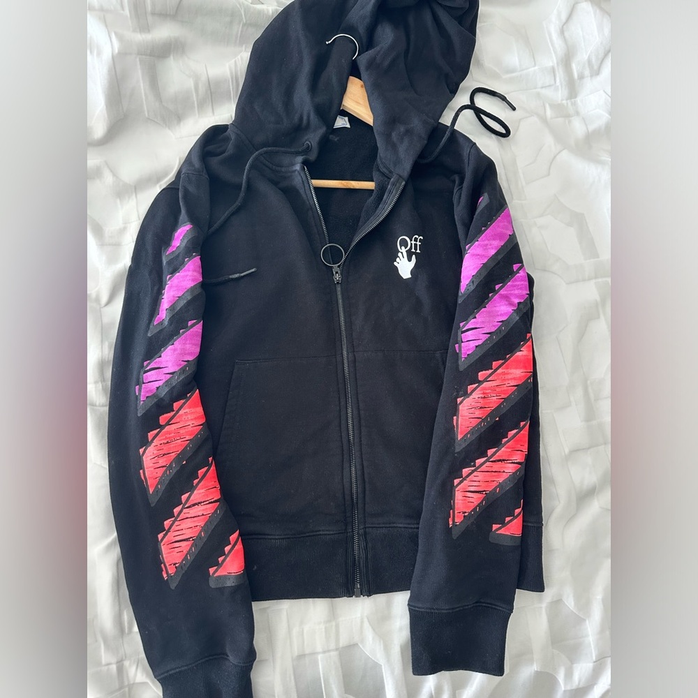 AUTHENTIC MEN’S OFF-WHITE ZIP UP SWEATSHIRT SIZE M - Picture 2 of 6